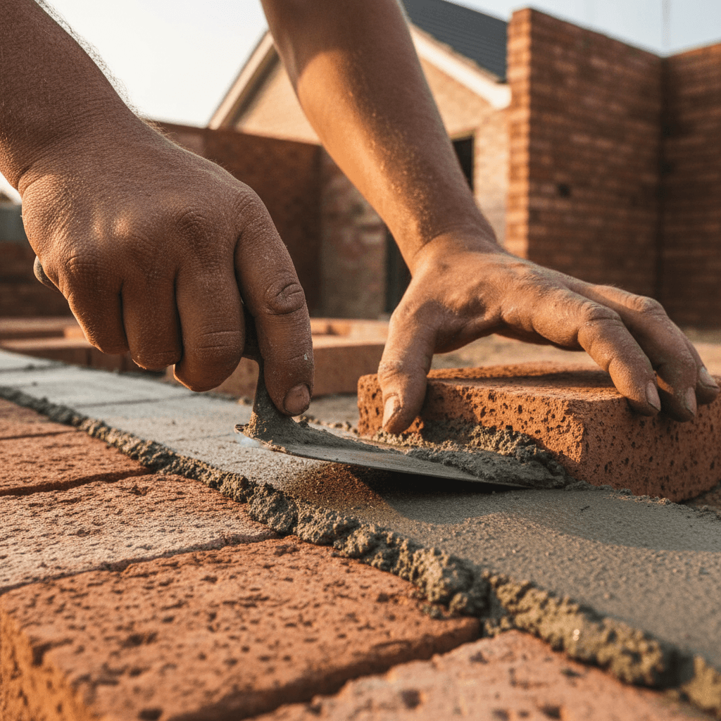 Brick pointing detail showing clean mortar lines on exterior wall
